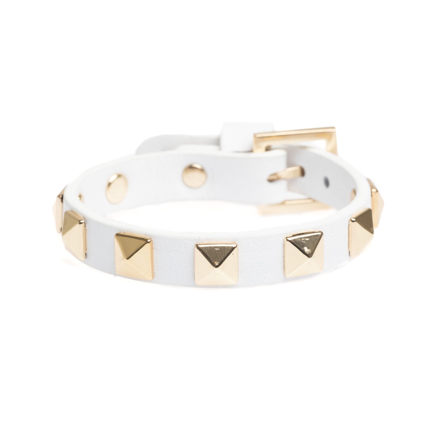DARK - LEATHER STUD BRACELET WHITE W/GOLD