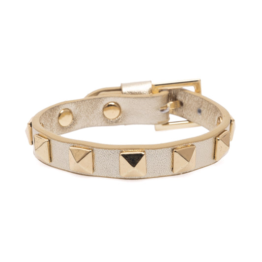 DARK - LEATHER STUD BRACELET GOLD METALLIC