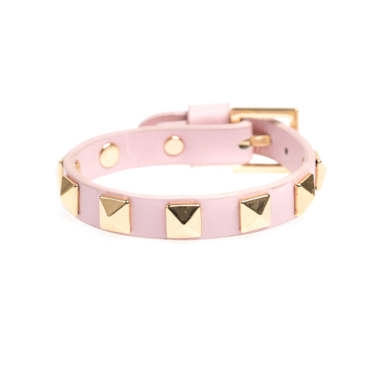 DARK - LEATHER STUD BRACELET PALE ROSE