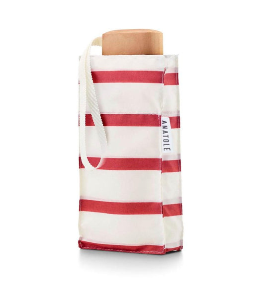 Anatole Paris Paraply striper rød-rosa